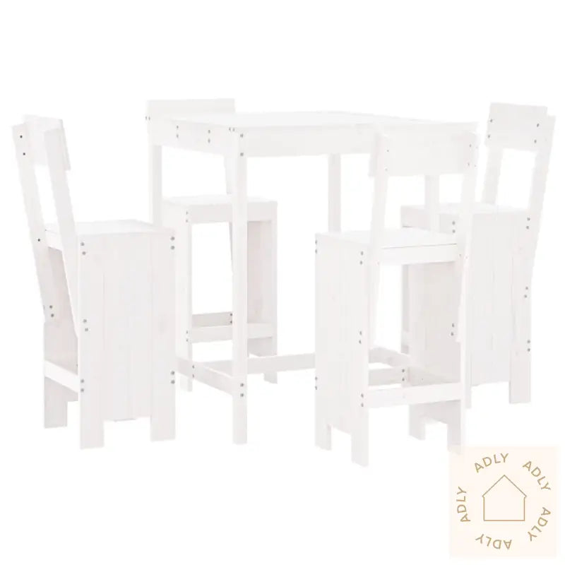 Hagebarsett 5 Deler Hvit Heltre Furu