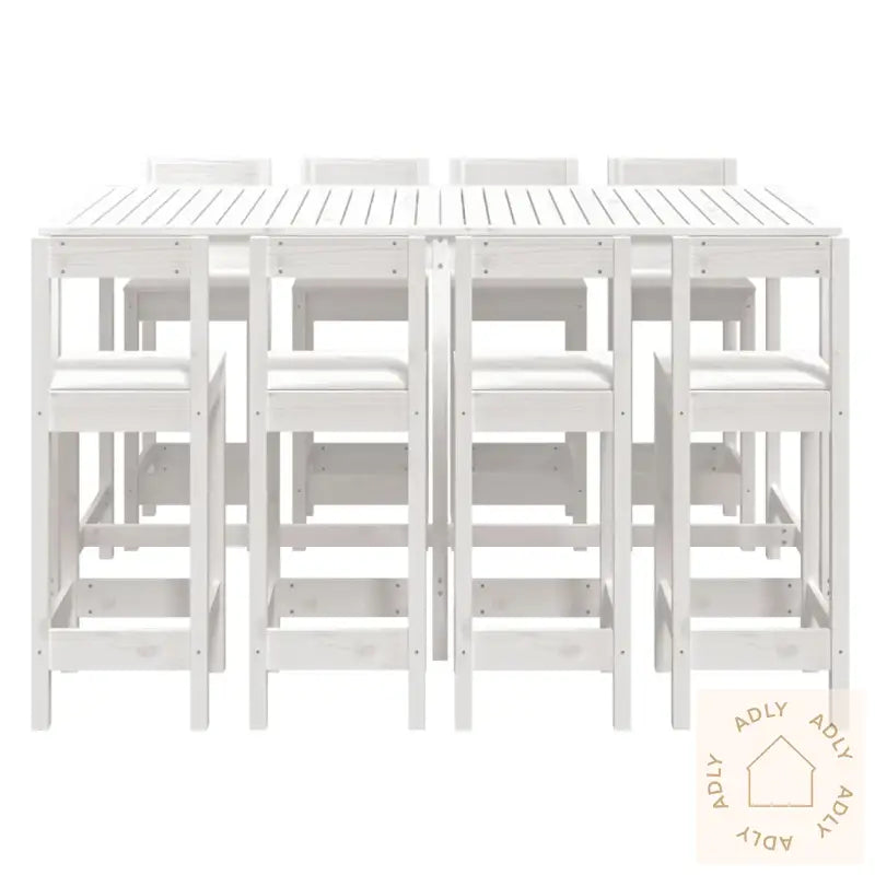 Hagebarsett 9 Deler Hvit Heltre Furu