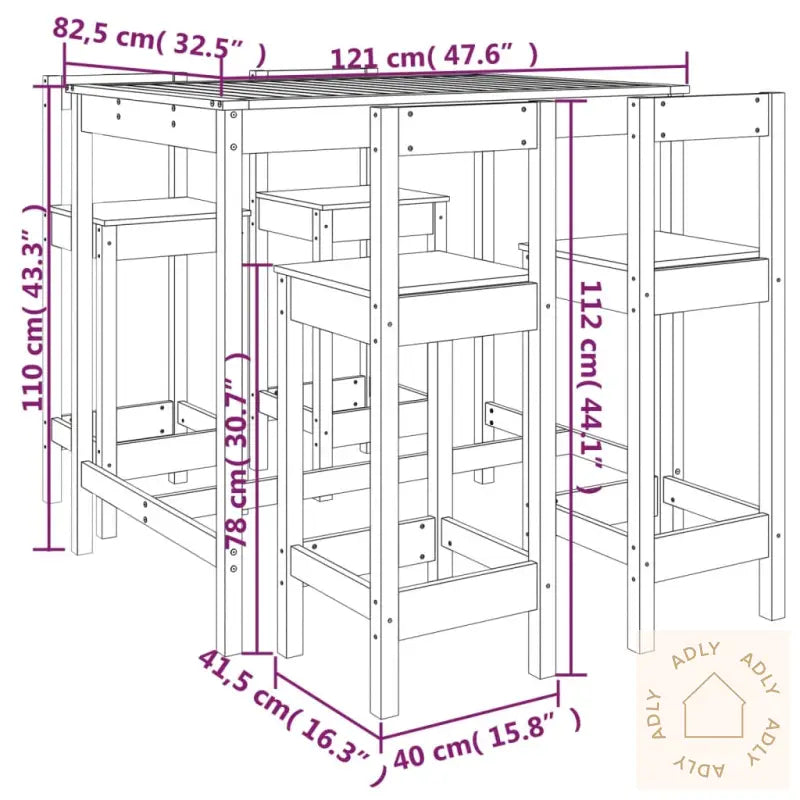 Hagebarsett 5 Deler Heltre Furu