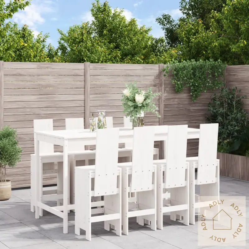 Hagebarsett 9 Deler Hvit Heltre Furu