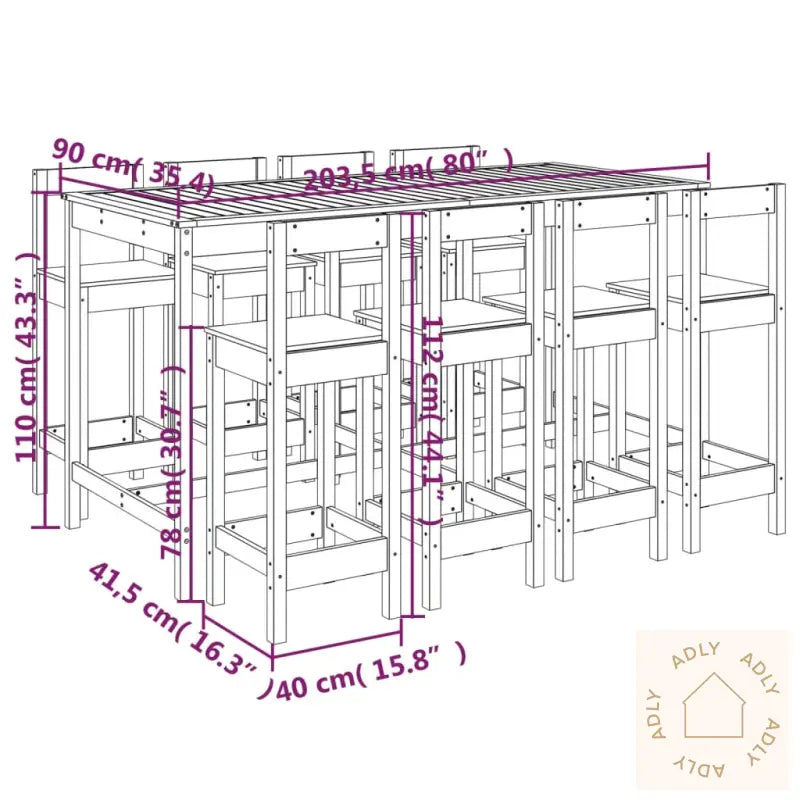 Hagebarsett 9 Deler Hvit Heltre Furu