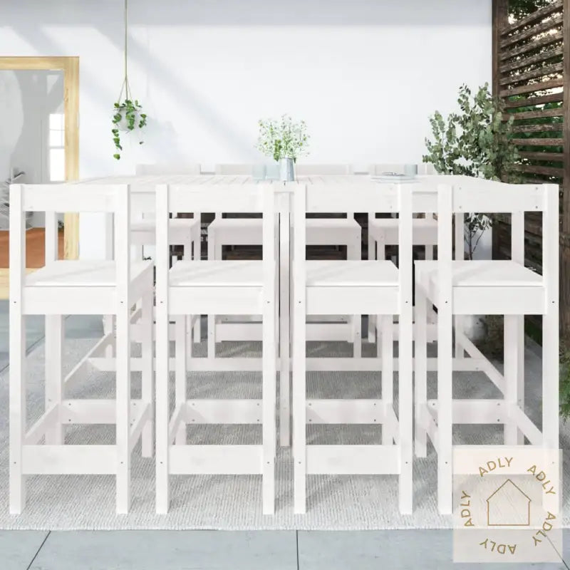 Hagebarsett 9 Deler Hvit Heltre Furu