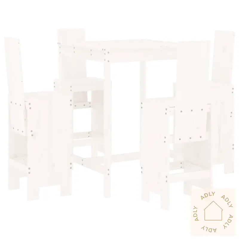 Hagebarsett 5 Deler Hvit Heltre Furu