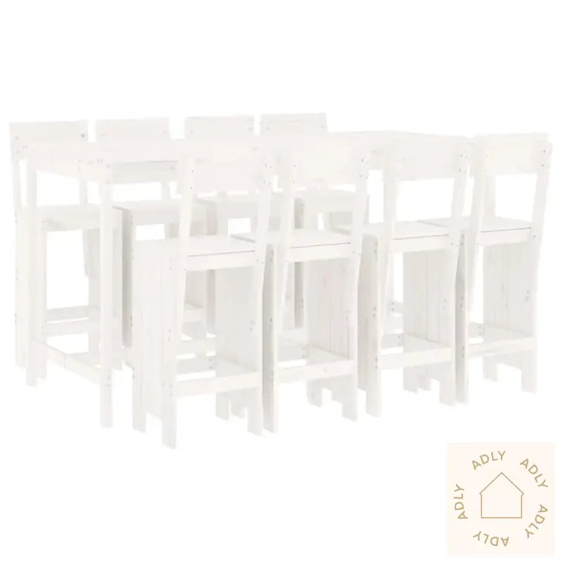 Hagebarsett 9 Deler Hvit Heltre Furu