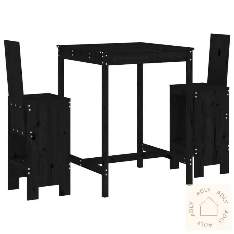 Hagebarsett 3 Deler Svart Heltre Furu