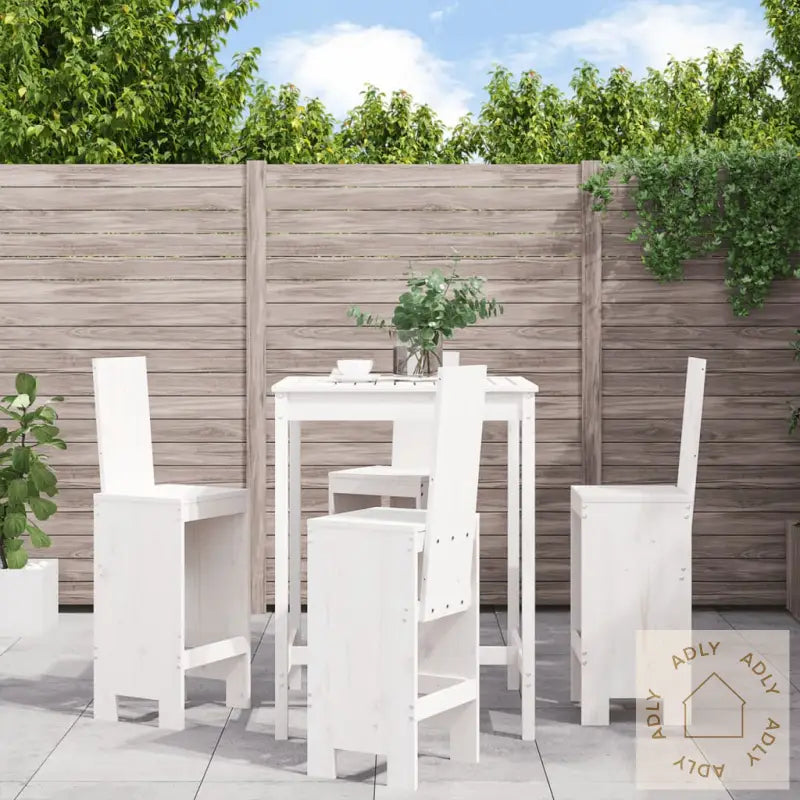 Hagebarsett 5 Deler Hvit Heltre Furu