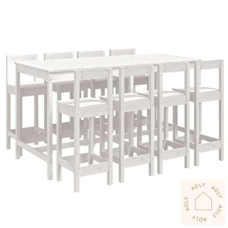 Hagebarsett 9 Deler Hvit Heltre Furu