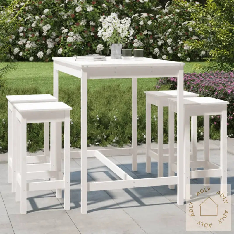 Hagebarsett 5 Deler Hvit Heltre Furu