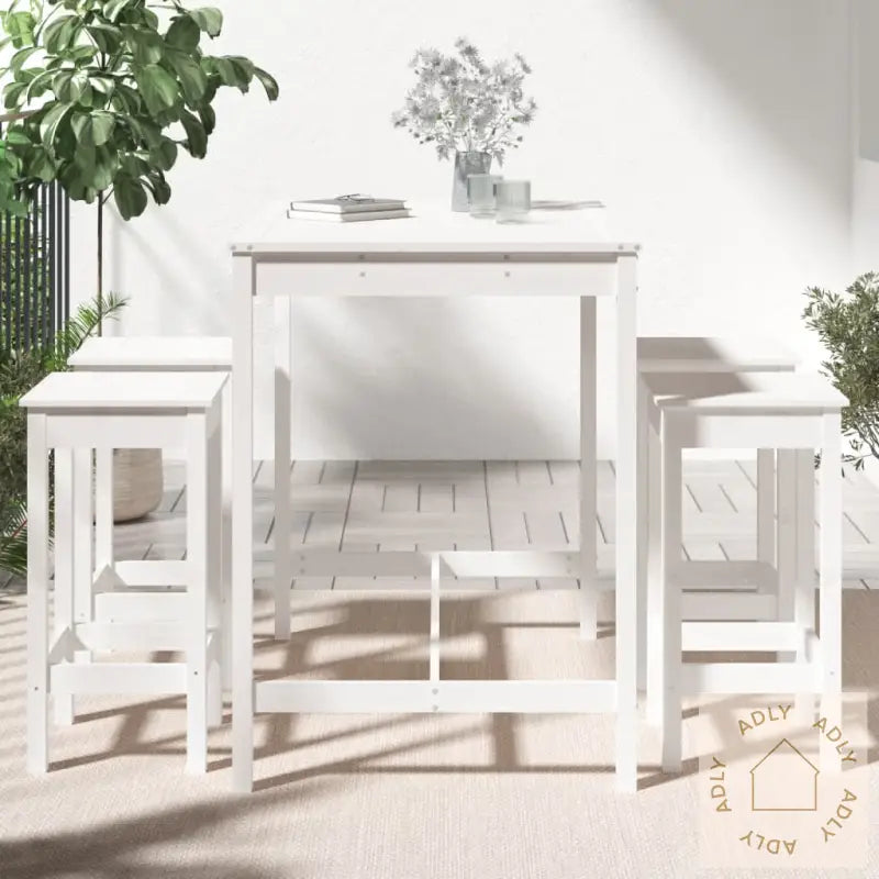 Hagebarsett 5 Deler Hvit Heltre Furu