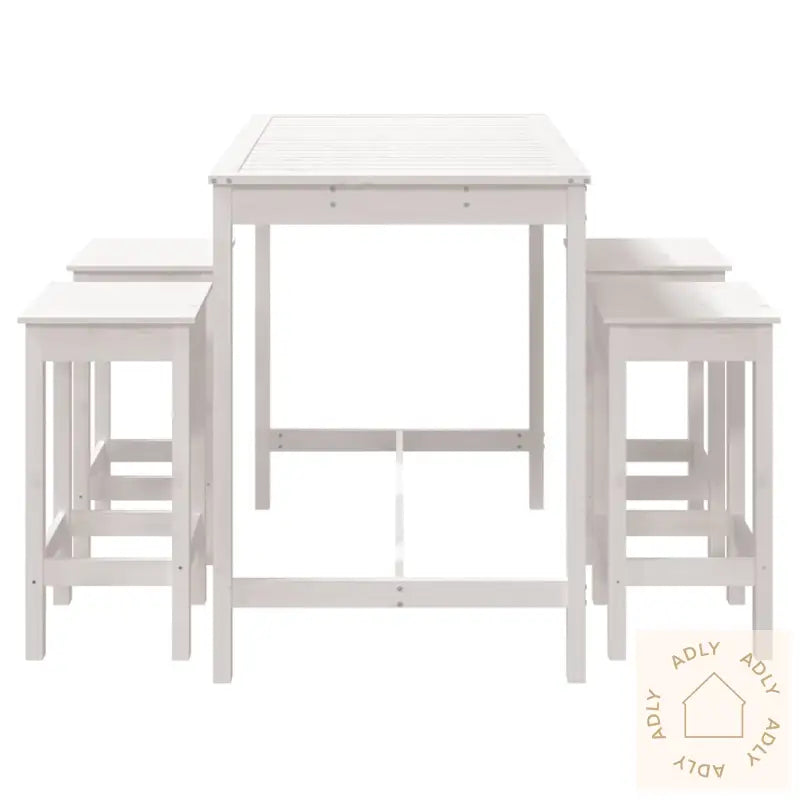Hagebarsett 5 Deler Hvit Heltre Furu