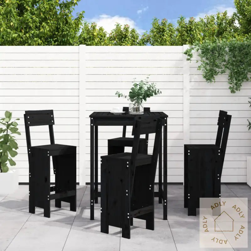 Hagebarsett 5 Deler Svart Heltre Furu