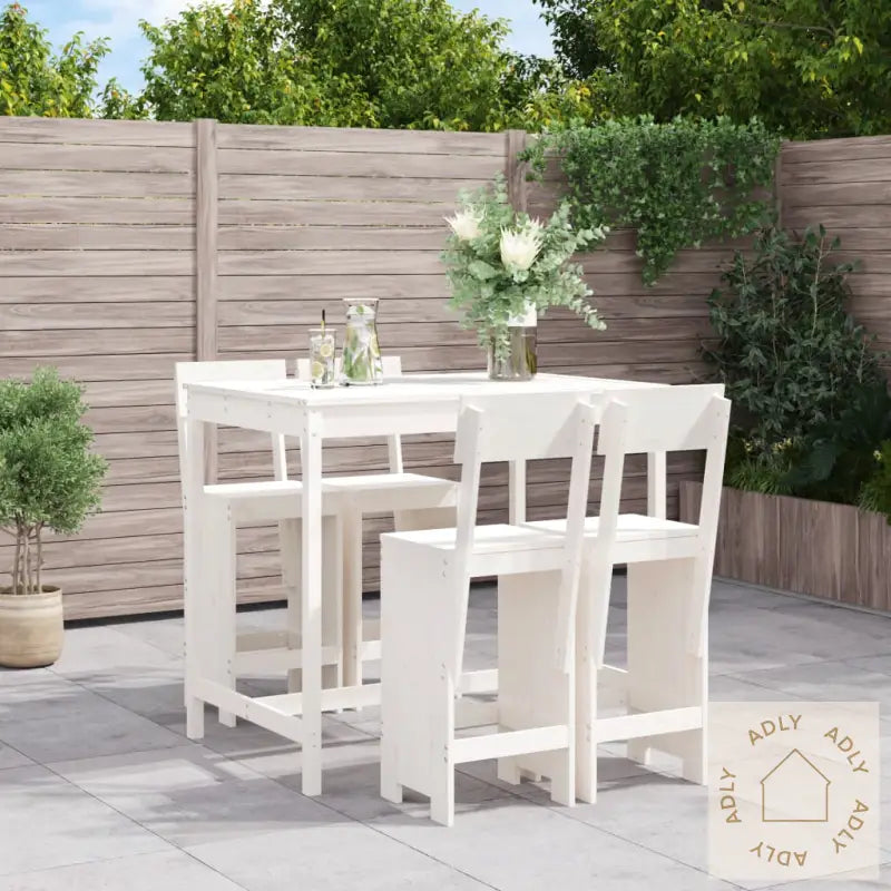Hagebarsett 5 Deler Hvit Heltre Furu