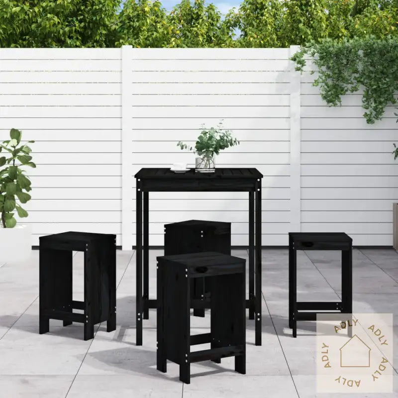 Hagebarsett 5 Deler Svart Heltre Furu