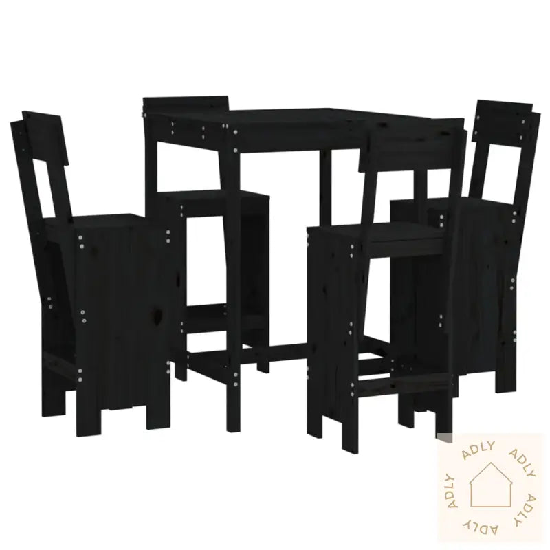 Hagebarsett 5 Deler Svart Heltre Furu