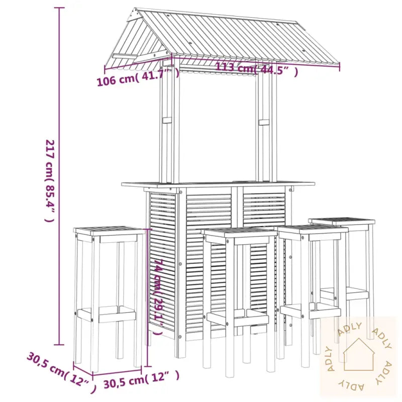 Hagebarsett 5 Deler Heltre Akasie