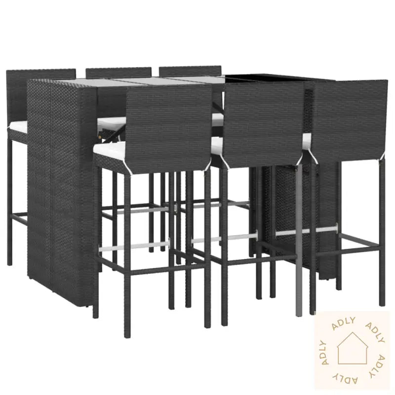 Hagebarsett Med Puter 7 Deler Svart Polyrotting