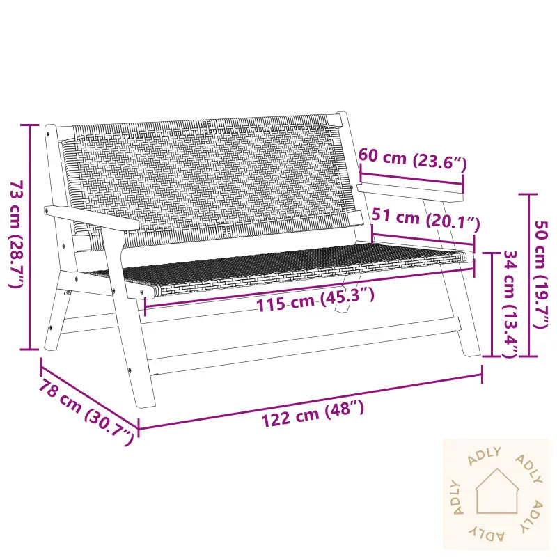 Hagebenk Svart 122X76X73,5 Cm Solid Akasietre