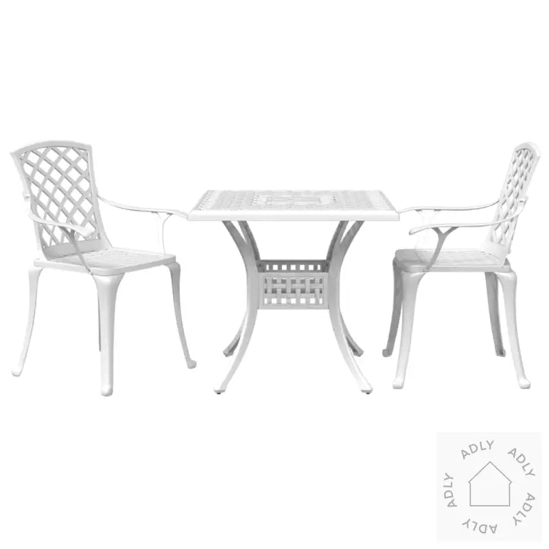 Bistrosett 3 Deler Hvit Støpt Aluminium
