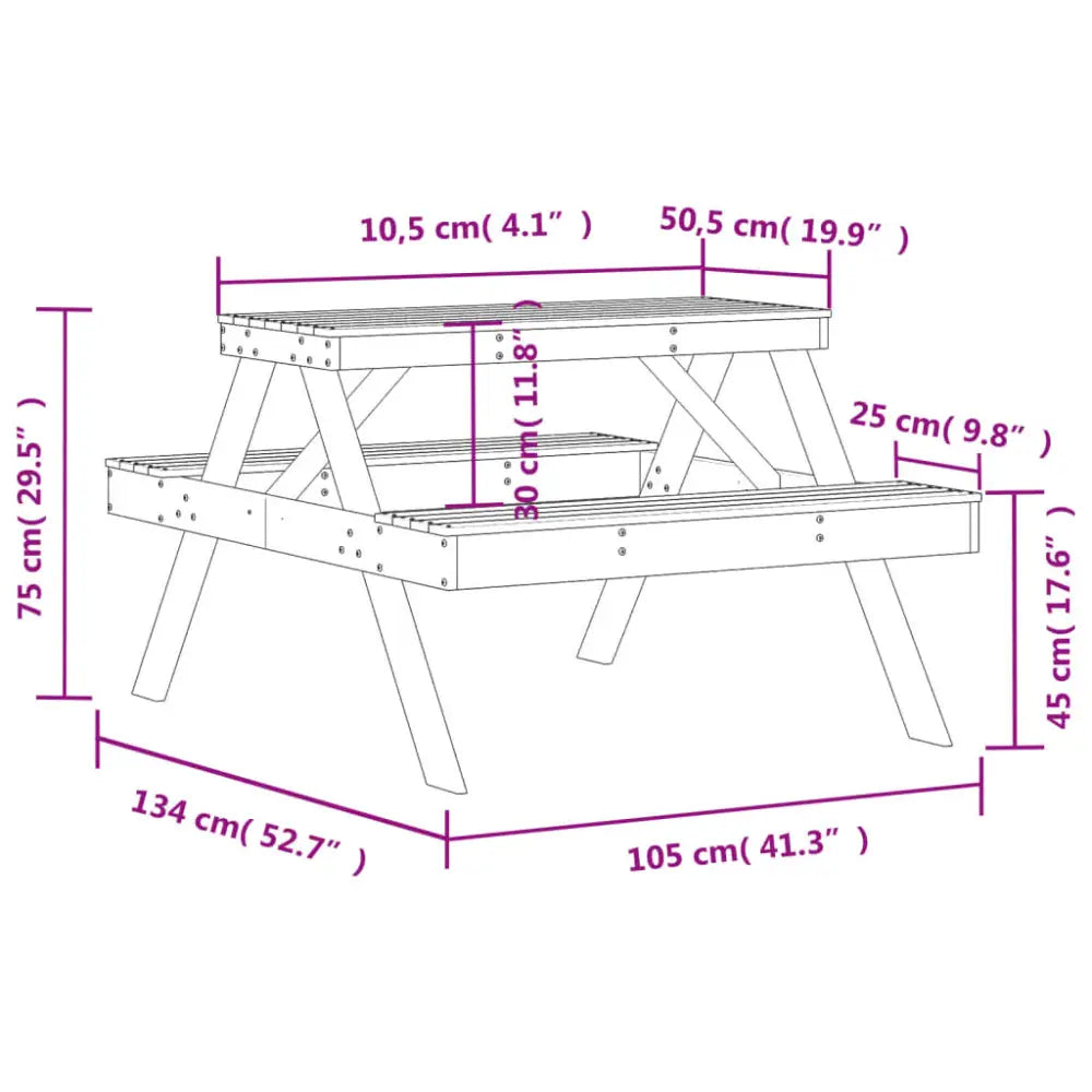 Hagebord i heltre furu perfekt for hage og terrasse - Hagebord
