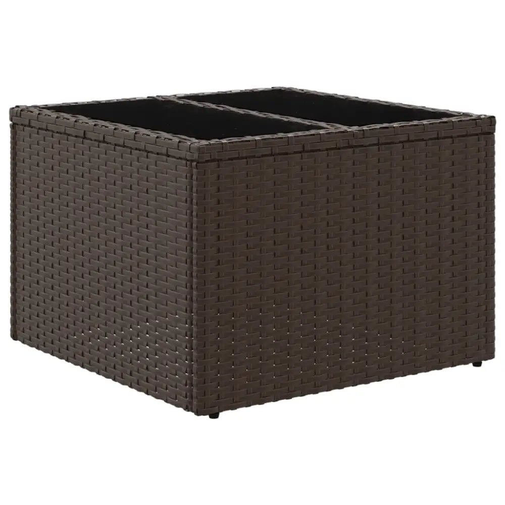 Brown wicker lagringsboks for hage og kjøkken med herdet glass