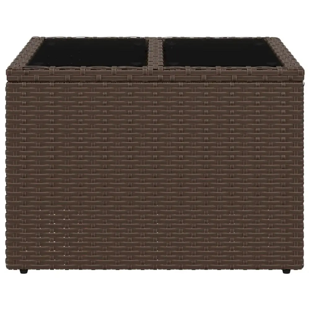 Brown wicker outdoor storage box with herdet glass for hage og terrasse