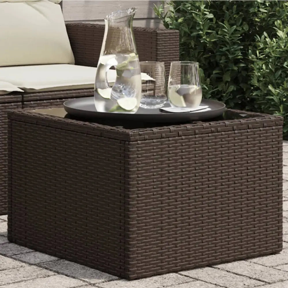 Wicker utebord med herdet glass for hage og terrasse, perfekt til kjøkkenet