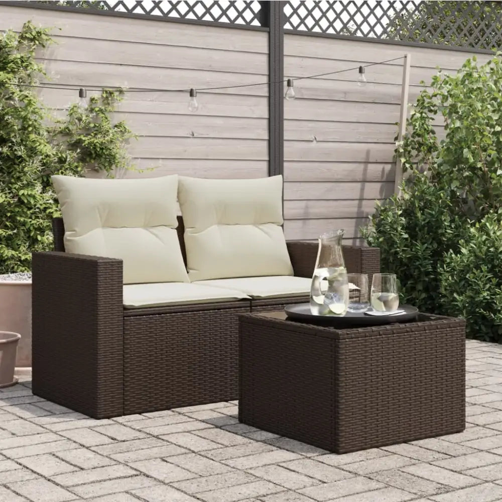 Brown wicker patio furniture med herdet glass til hage og terrasse for hyggelige kjøkkenstunder