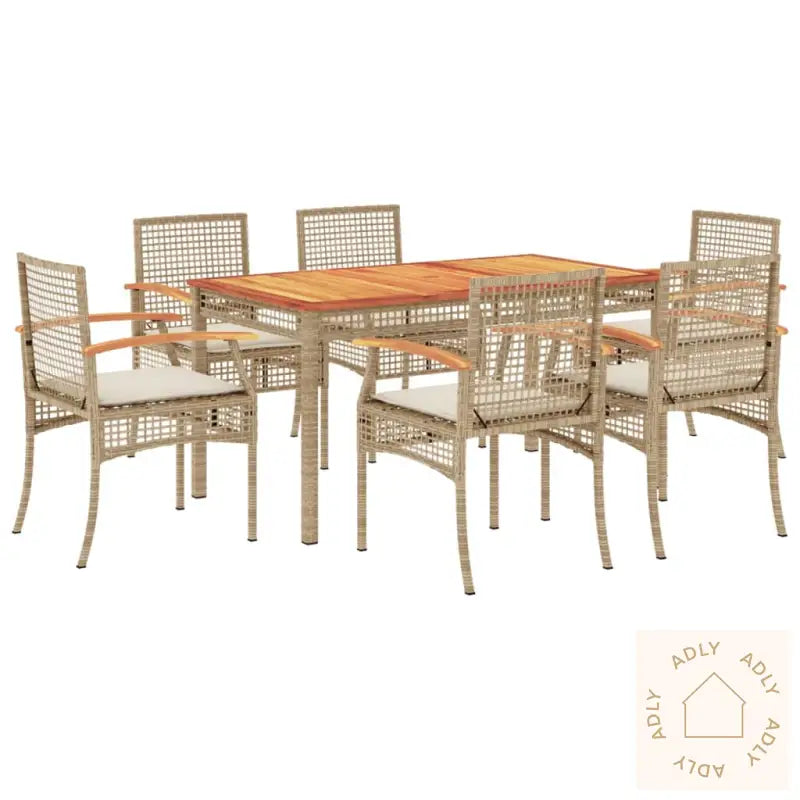 Hagespisegruppe Med Puter 7 Deler Polyrotting Beige