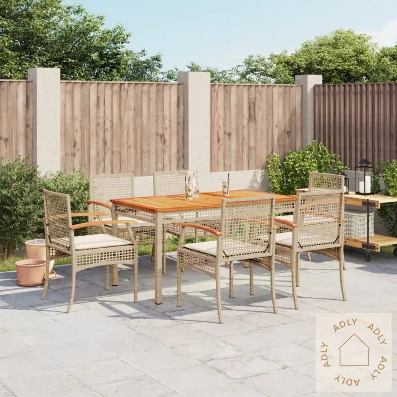 Hagespisegruppe Med Puter 7 Deler Polyrotting Beige