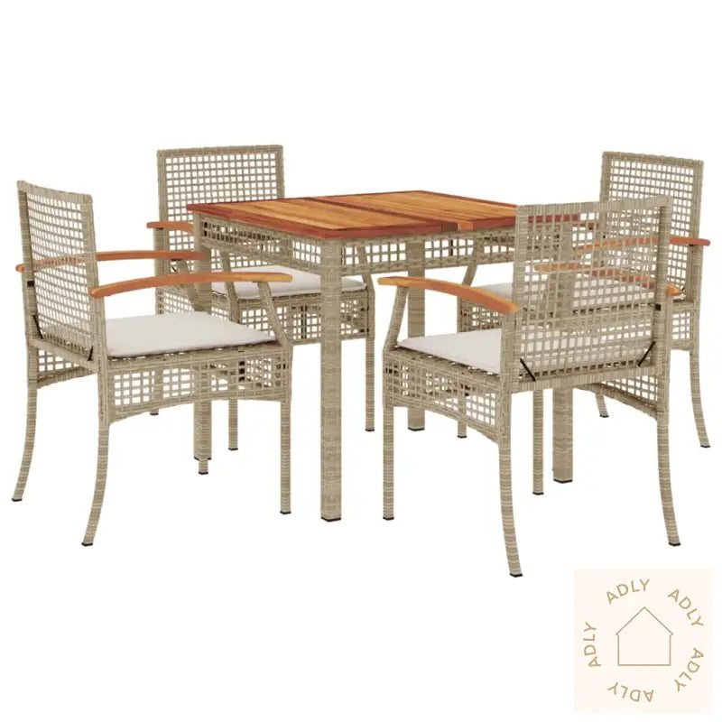 Hagespisegruppe Med Puter 5 Deler Polyrotting Beige