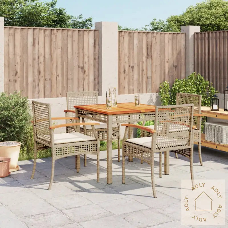 Hagespisegruppe Med Puter 5 Deler Polyrotting Beige
