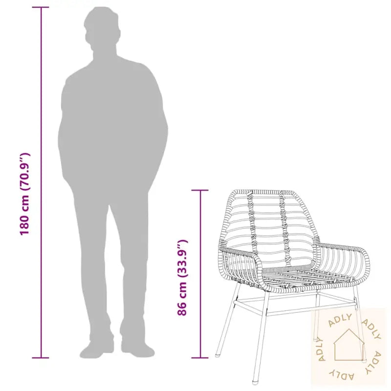 Hagespisegruppe 7 Deler Svart Polyrotting Glass