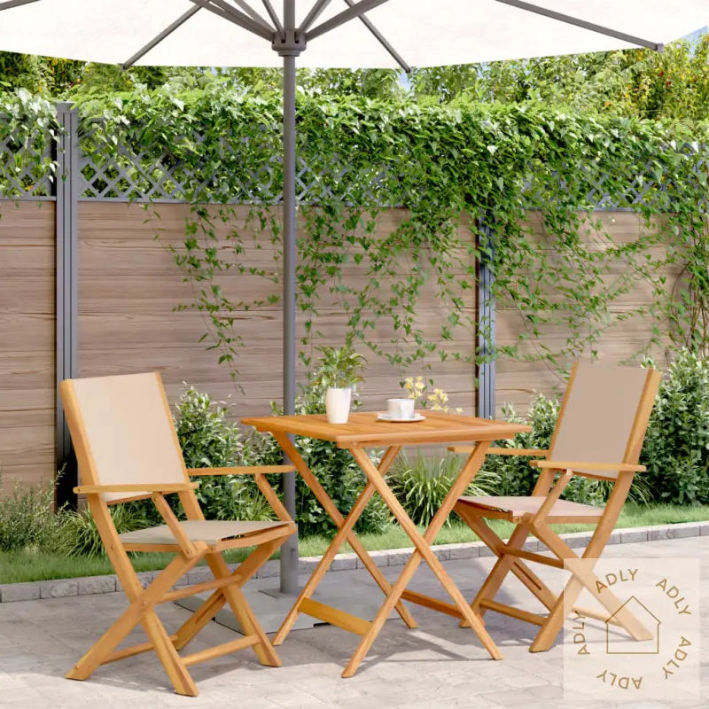 Bistrosett 3 Deler Beige Stoff Og Heltre