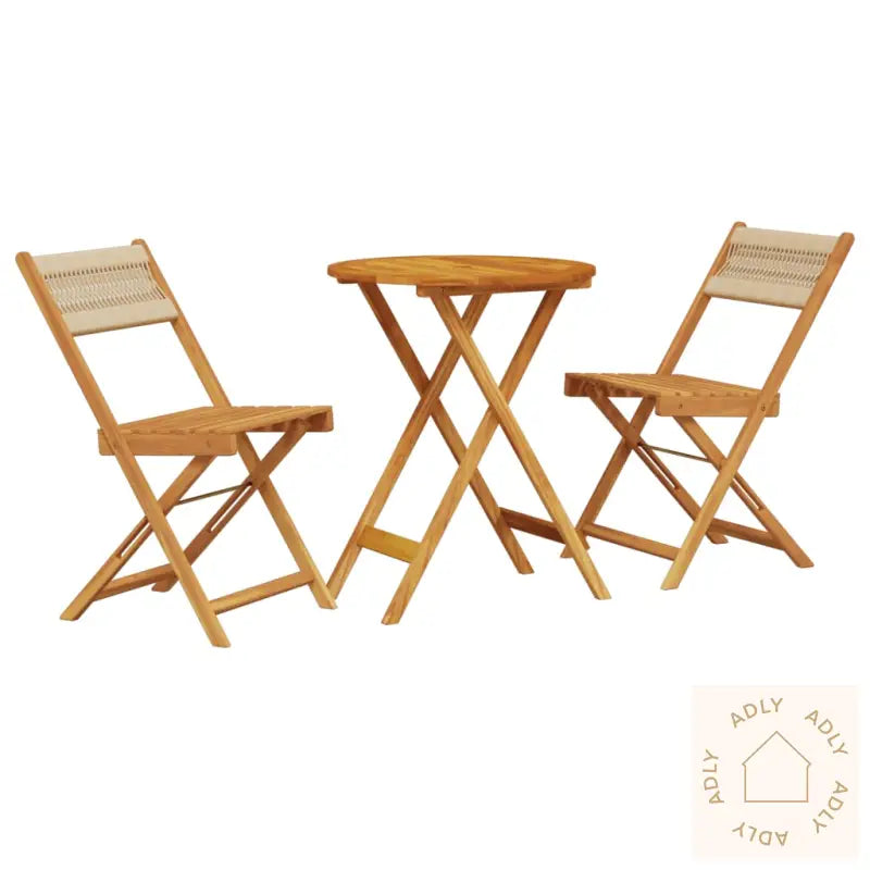 Bistrosett 3 Deler Beige Polypropylen Og Heltre