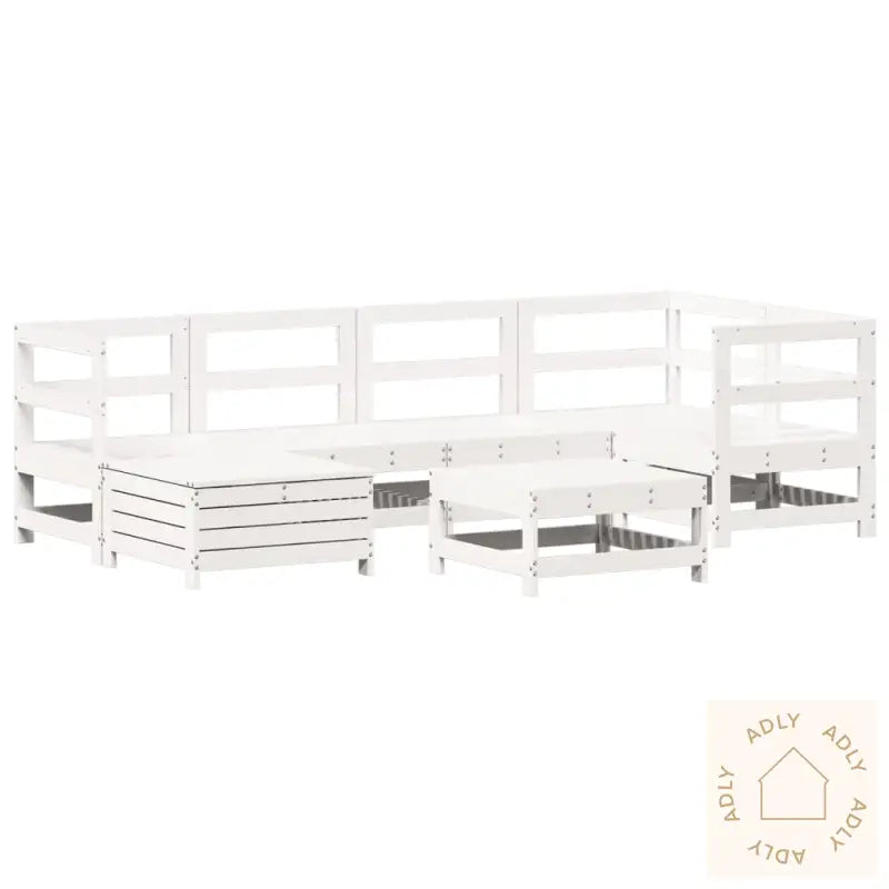 Hagesofasett 7 Deler Hvit Heltre Furu