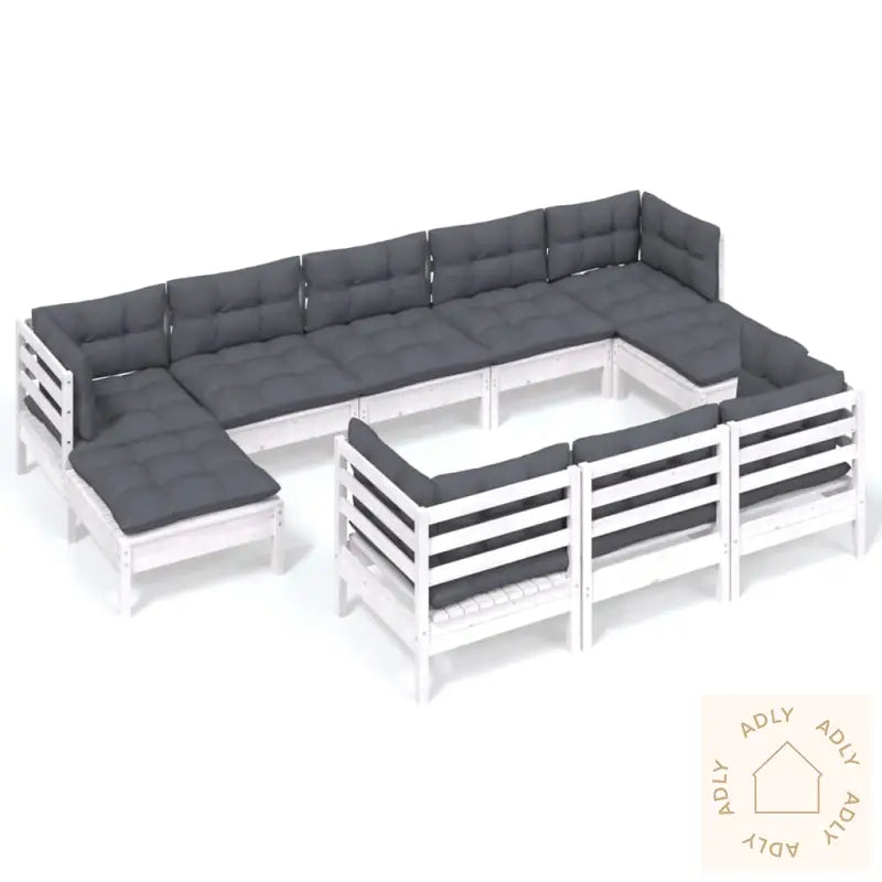 Hagesofagruppe Med Puter 10 Deler Hvit Heltre Furu