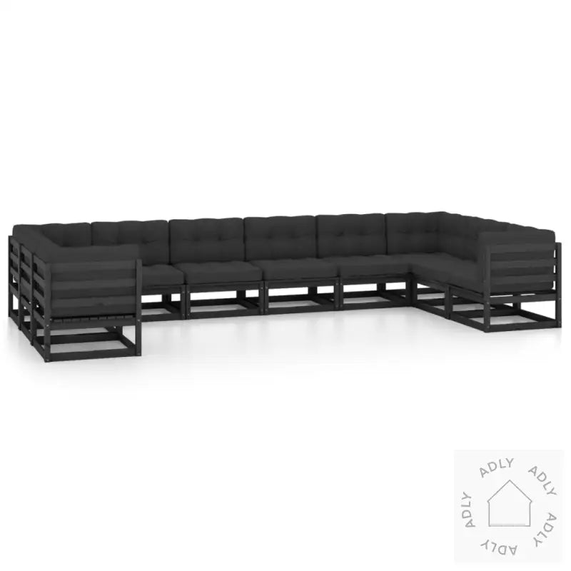 Hagesofagruppe Med Puter 10 Deler Svart Heltre Furu