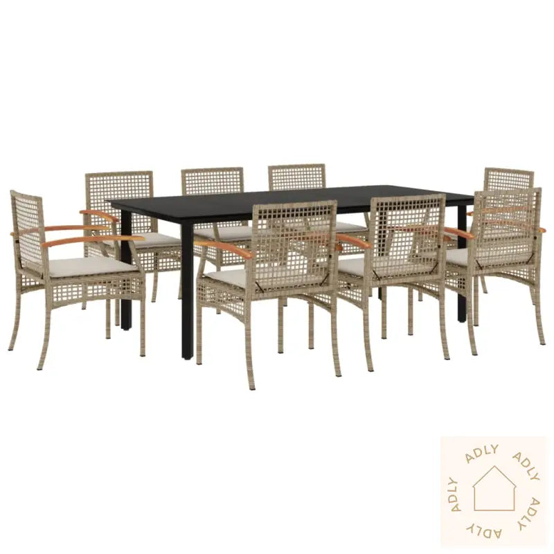 Hagespisegruppe Med Puter 9 Deler Polyrotting Beige