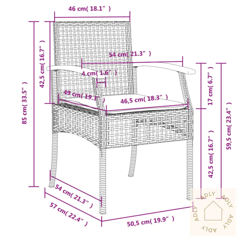 Hagespisegruppe Med Puter 9 Deler Polyrotting Beige