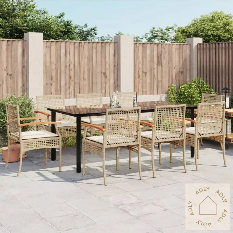 Hagespisegruppe Med Puter 9 Deler Polyrotting Beige