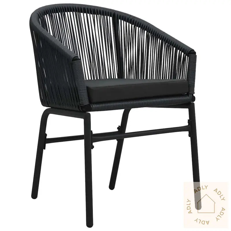 7 Delt Hage Spise Sett - Svart Poly Rattan