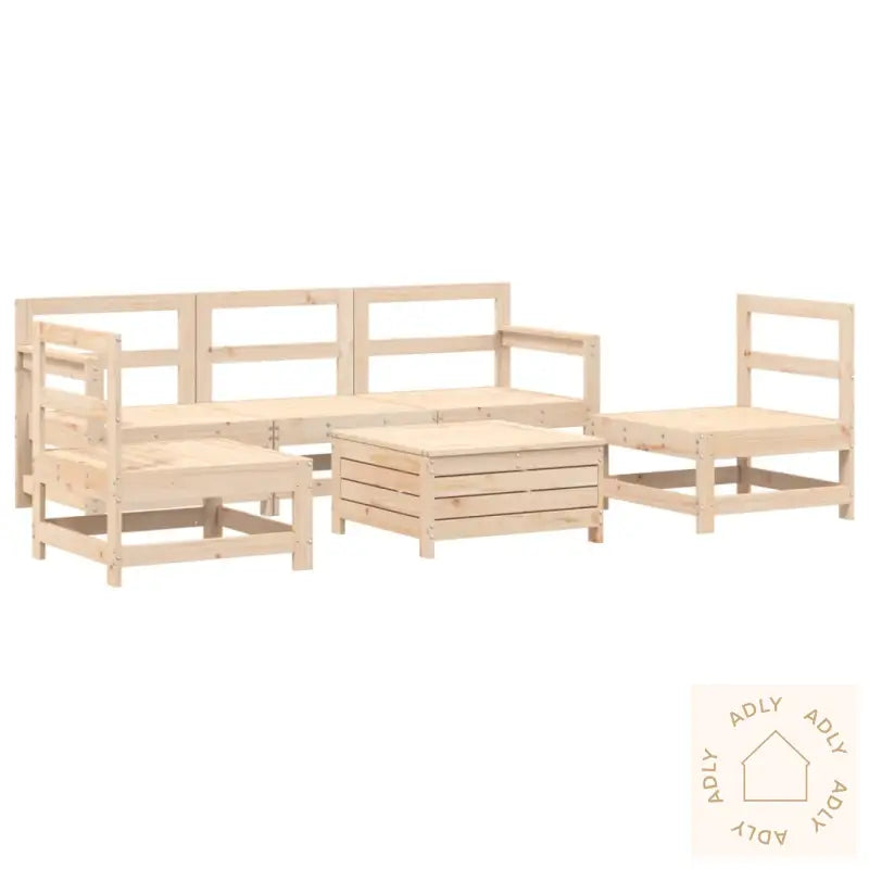 Hagesofasett 6 Deler Heltre Furu