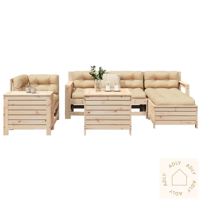 Hagesofasett 7 Deler Heltre Furu