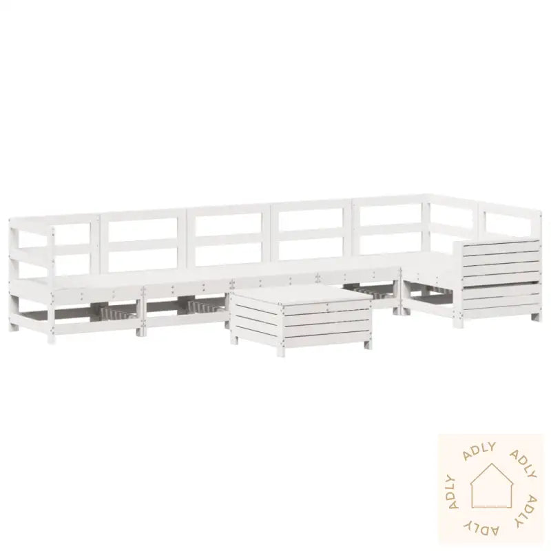 Hagesofasett 7 Deler Hvit Heltre Furu