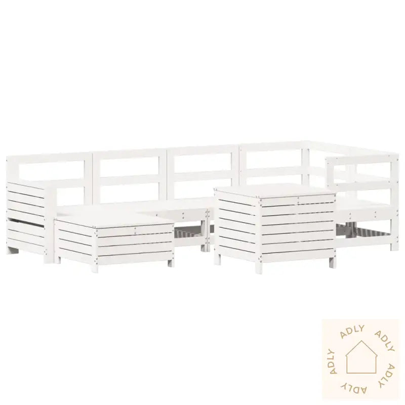 Hagesofasett 7 Deler Hvit Heltre Furu