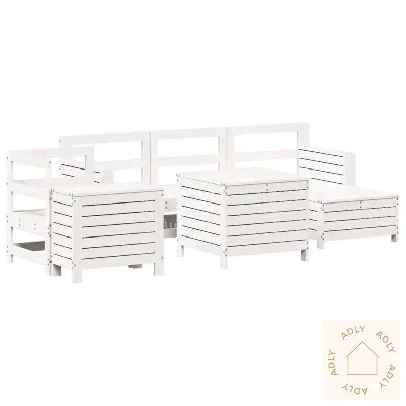 Hagesofasett 7 Deler Hvit Heltre Furu