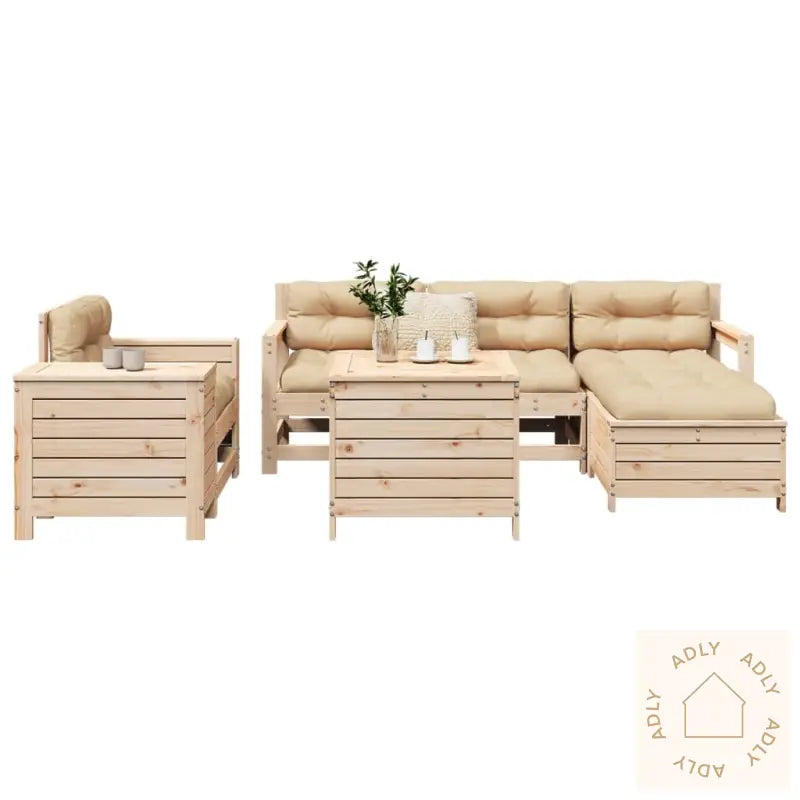 Hagesofasett 7 Deler Heltre Furu