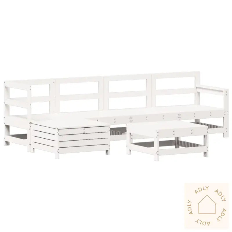 Hagesofasett 6 Deler Hvit Heltre Furu