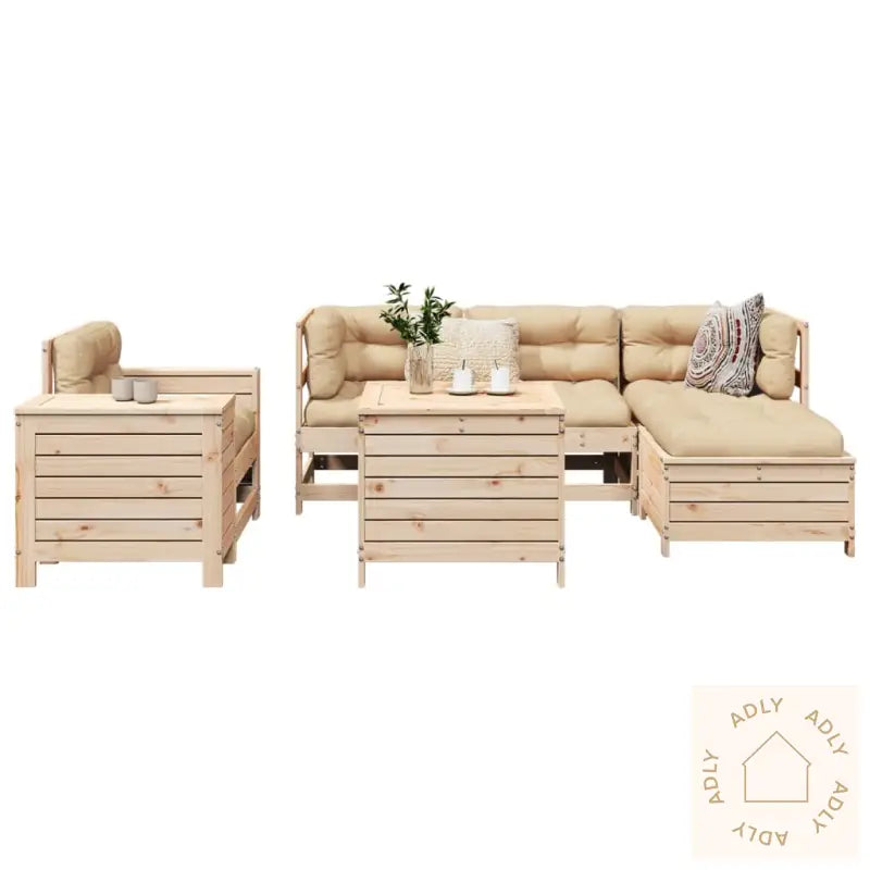 Hagesofasett 7 Deler Heltre Furu