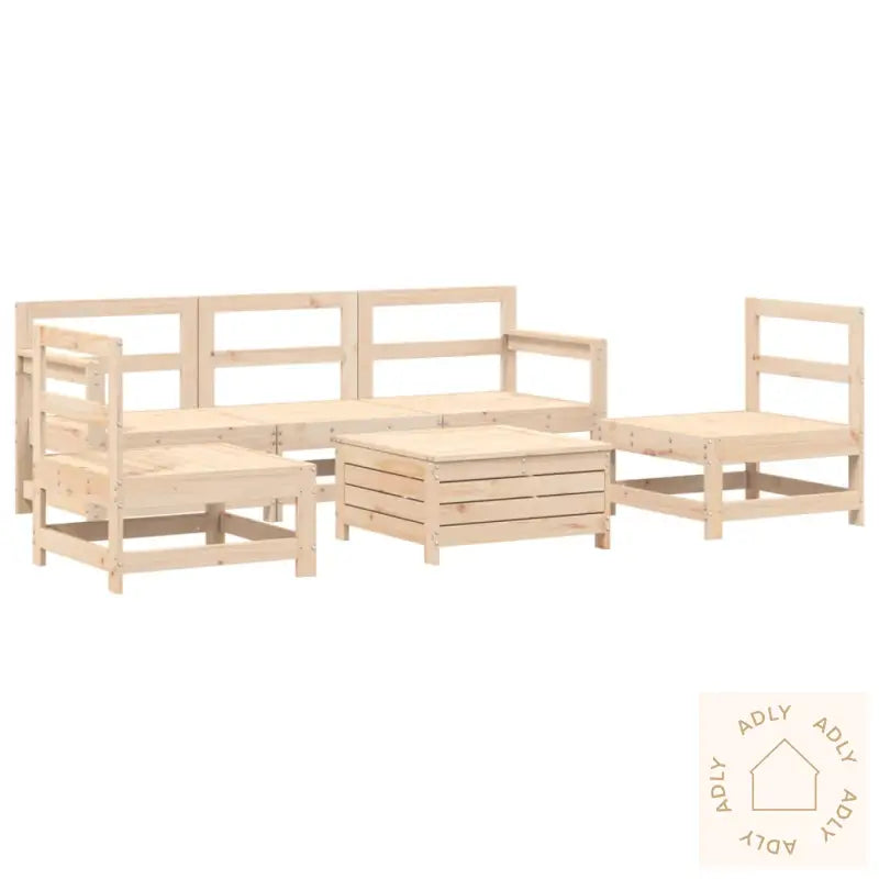 Hagesofasett 6 Deler Heltre Furu